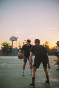 playing basketball as part of sober activities